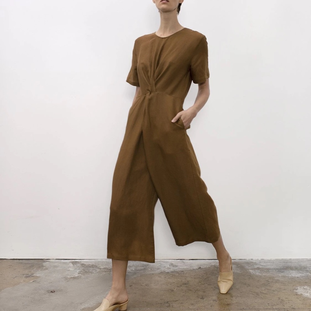 Shaina Mote Verana Linen Wide Leg Jumpsuit Size 2 I LA Designer